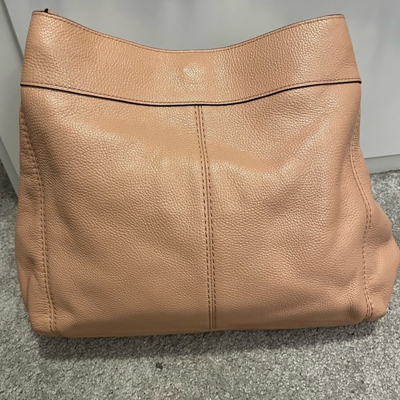 COACH PEBBLED BLUSH NUDE LEATHER LEXI CHAIN SHOULDER BAG W/ FLORAL TRIM #F25884 - Picture 2 of 11